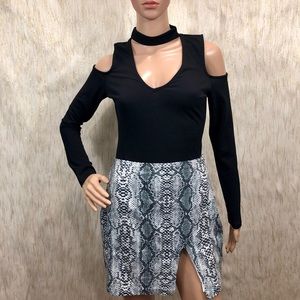 Snakeskin Pattern Sequin Mini Skirt
